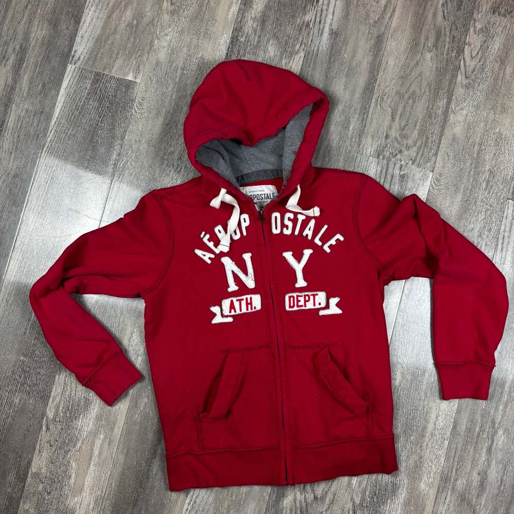 Vintage Y2k Aeropostale Embroidered Red. Zip Up Hoodie S